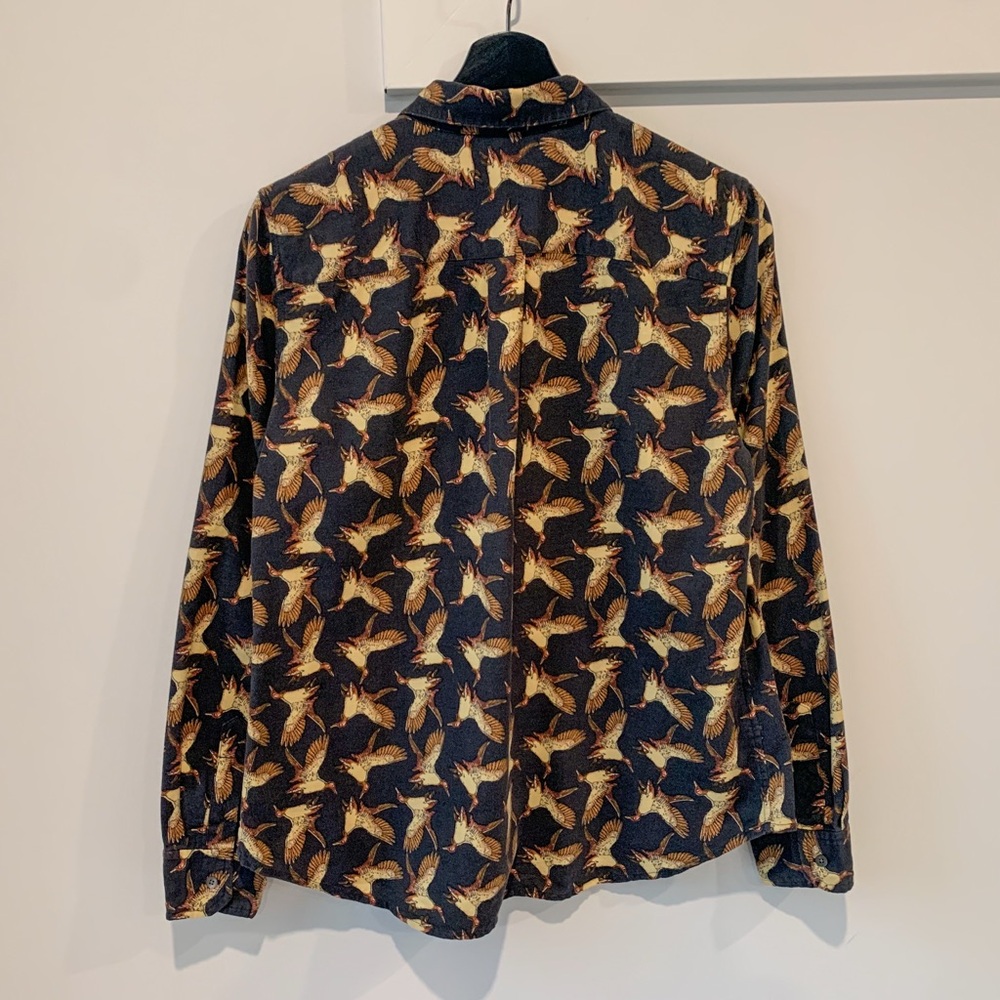 L.L. Bean Black Button-Down Shirt with Gold Bird Print - Picture 12 of 12